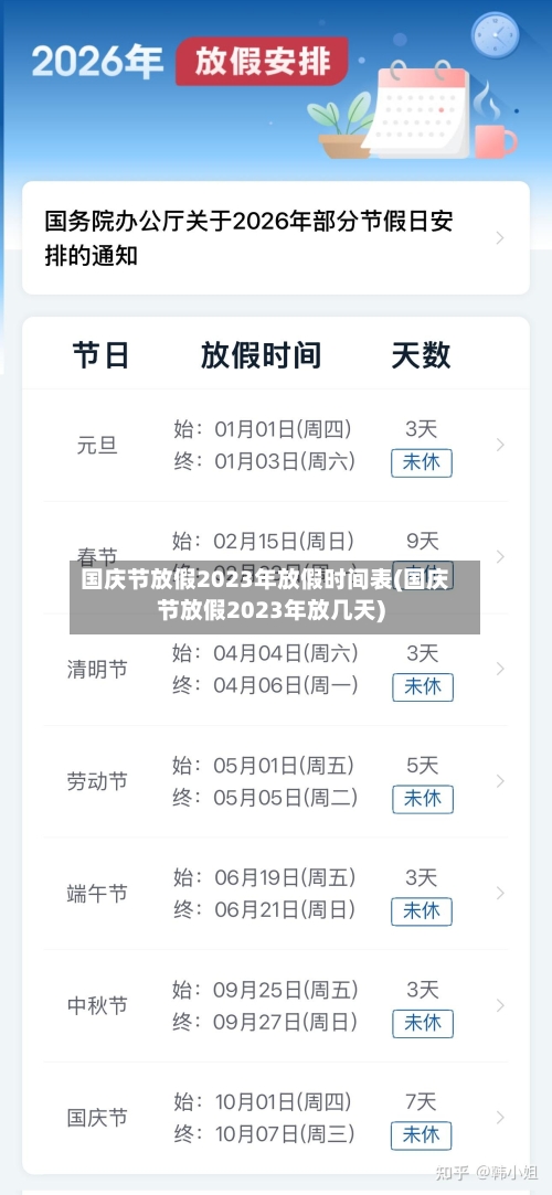 国庆节放假2023年放假时间表(国庆节放假2023年放几天)