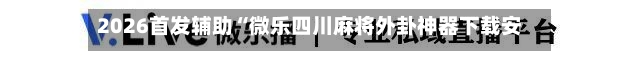 2026首发辅助“微乐四川麻将外卦神器下载安装”详细开挂教程官方正版下载-第2张图片