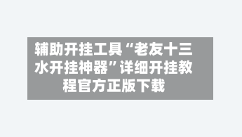 辅助开挂工具“老友十三水开挂神器”详细开挂教程官方正版下载