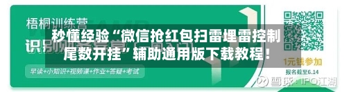 秒懂经验“微信抢红包扫雷埋雷控制尾数开挂”辅助通用版下载教程！