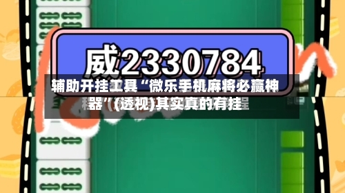 辅助开挂工具“微乐手机麻将必赢神器”(透视)其实真的有挂