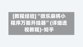 [教程经验]“微乐麻将小程序万能开挂器”(详细透视教程)-知乎-第2张图片