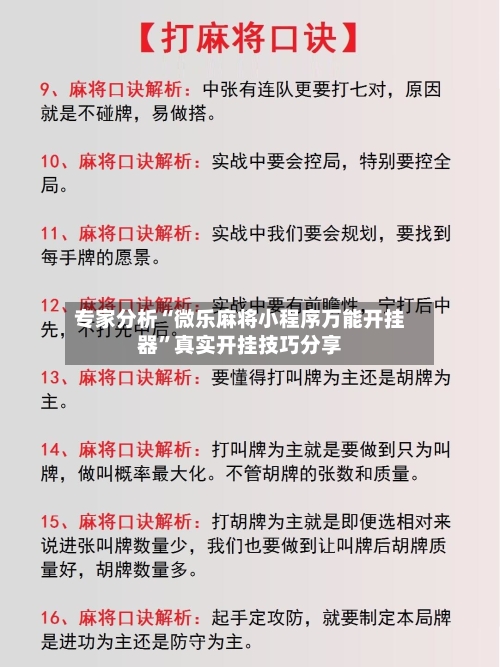 专家分析“微乐麻将小程序万能开挂器”真实开挂技巧分享
