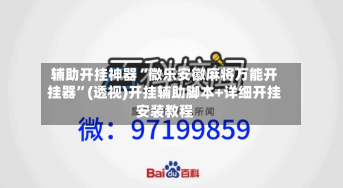 辅助开挂神器“微乐安徽麻将万能开挂器”(透视)开挂辅助脚本+详细开挂安装教程-第3张图片