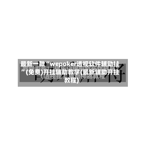 最新一款“wepoker透视软件辅助挂”(免费)开挂辅助教学(最新辅助开挂教程)-第3张图片