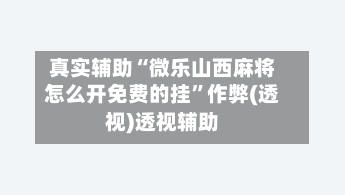 真实辅助“微乐山西麻将怎么开免费的挂”作弊(透视)透视辅助-第3张图片