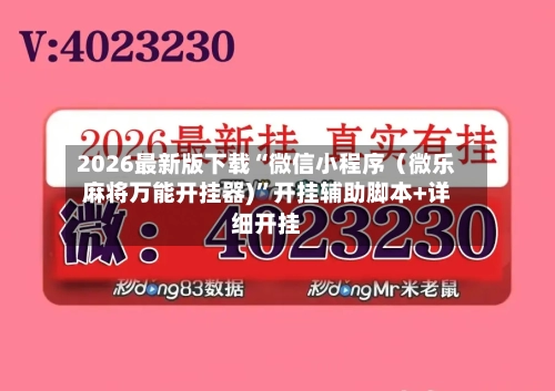 2026最新版下载“微信小程序（微乐麻将万能开挂器)”开挂辅助脚本+详细开挂-第2张图片