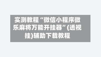 实测教程“微信小程序微乐麻将万能开挂器”(透视挂)辅助下载教程-第3张图片