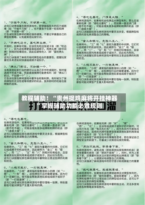 教程辅助！“贵州捉鸡麻将开挂神器”掌握辅助功能必胜规则-第3张图片