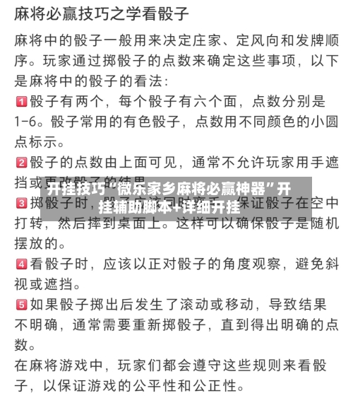 开挂技巧“微乐家乡麻将必赢神器”开挂辅助脚本+详细开挂-第3张图片