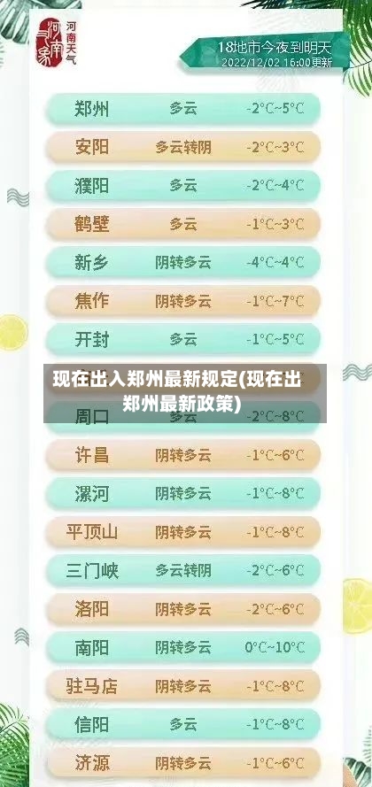 现在出入郑州最新规定(现在出郑州最新政策)-第2张图片