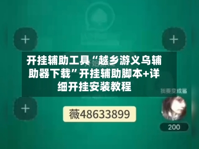 开挂辅助工具“越乡游义乌辅助器下载”开挂辅助脚本+详细开挂安装教程-第2张图片