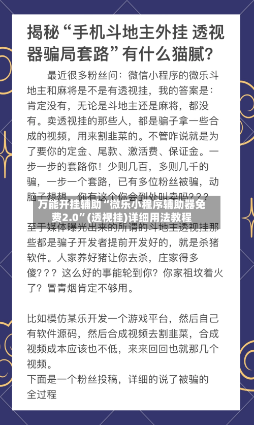 万能开挂辅助“微乐小程序辅助器免费2.0”(透视挂)详细用法教程-第3张图片