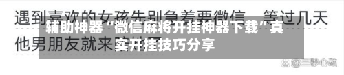 辅助神器“微信麻将开挂神器下载”真实开挂技巧分享-第3张图片
