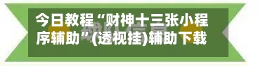 今日教程“财神十三张小程序辅助”(透视挂)辅助下载教程-第2张图片