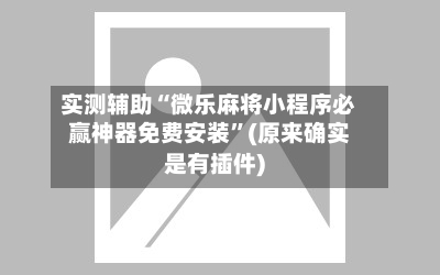 实测辅助“微乐麻将小程序必赢神器免费安装	”(原来确实是有插件)-第3张图片