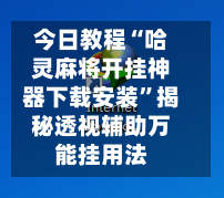 今日教程“哈灵麻将开挂神器下载安装”揭秘透视辅助万能挂用法-第2张图片