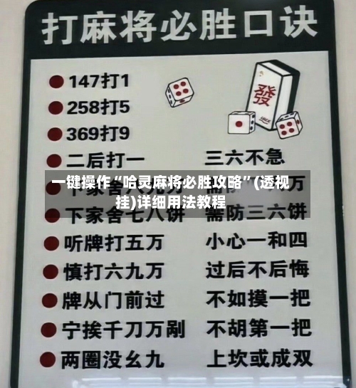 一键操作“哈灵麻将必胜攻略”(透视挂)详细用法教程-第2张图片