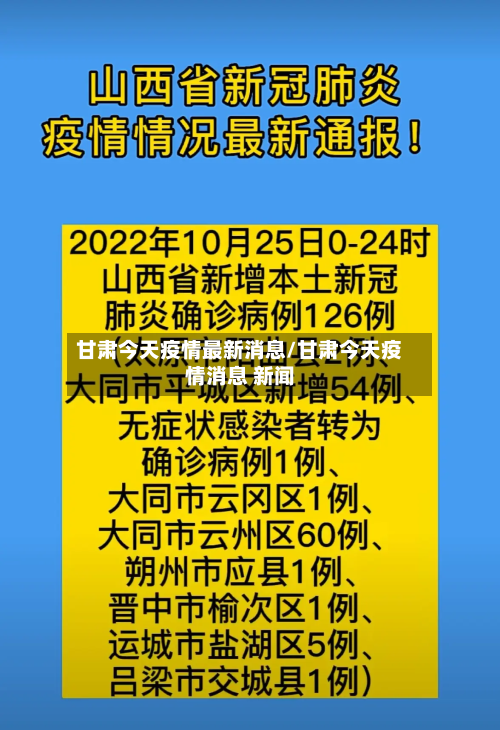 甘肃今天疫情最新消息/甘肃今天疫情消息 新闻