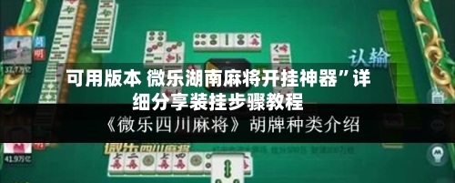 可用版本 微乐湖南麻将开挂神器”详细分享装挂步骤教程-第2张图片