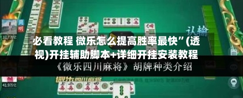 必看教程 微乐怎么提高胜率最快	”(透视)开挂辅助脚本+详细开挂安装教程-第2张图片