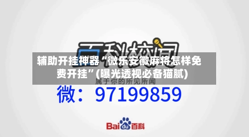 辅助开挂神器“微乐安徽麻将怎样免费开挂	”(曝光透视必备猫腻)-第2张图片