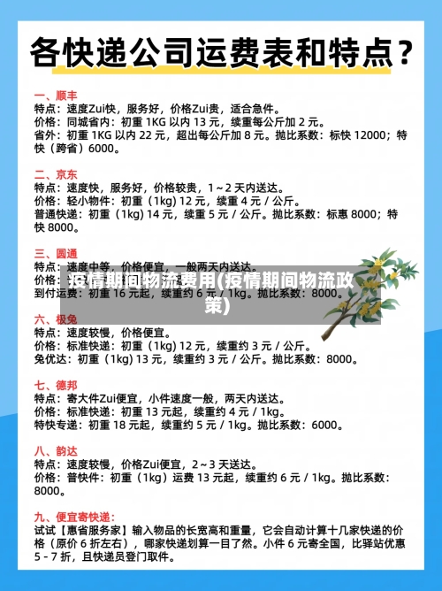 疫情期间物流费用(疫情期间物流政策)