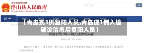 【青岛现1例复阳人员,青岛现1例入境确诊治愈后复阳人员】