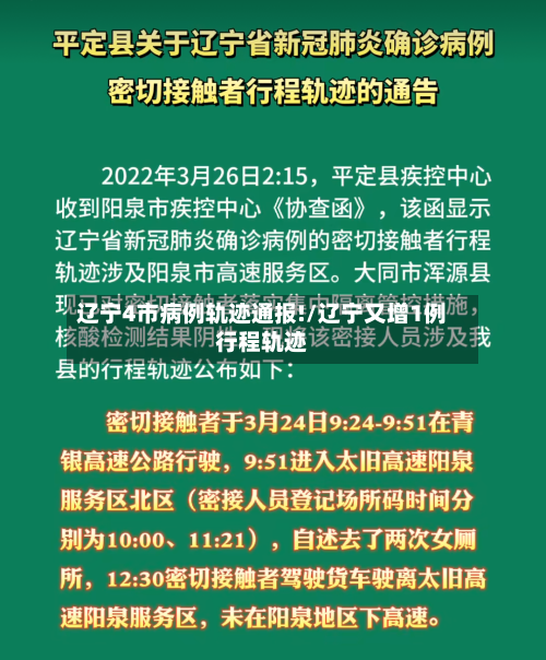 辽宁4市病例轨迹通报!/辽宁又增1例行程轨迹