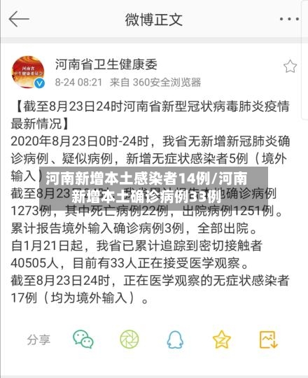 河南新增本土感染者14例/河南新增本土确诊病例33例