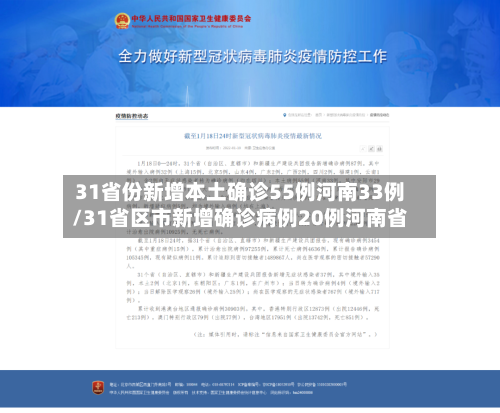 31省份新增本土确诊55例河南33例/31省区市新增确诊病例20例河南省-第3张图片