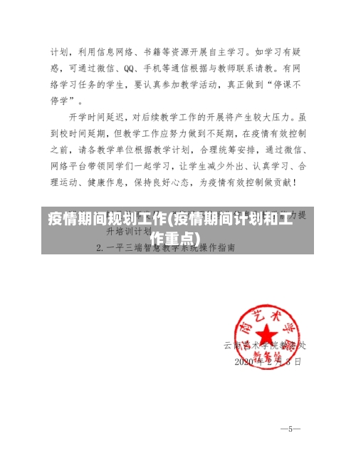 疫情期间规划工作(疫情期间计划和工作重点)