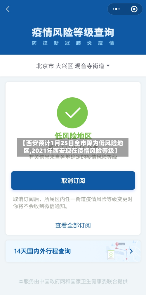 【西安预计1月25日全市降为低风险地区,2021年西安现在疫情风险等级】
