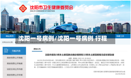 沈阳一号病例/沈阳一号病例 行程