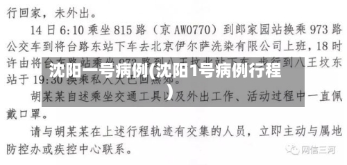 沈阳一号病例(沈阳1号病例行程)