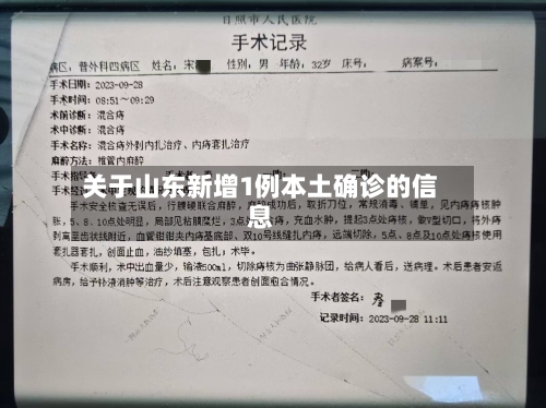 关于山东新增1例本土确诊的信息