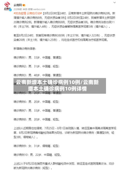 云南新增本土确诊病例10例/云南新增本土确诊病例10例详情-第2张图片