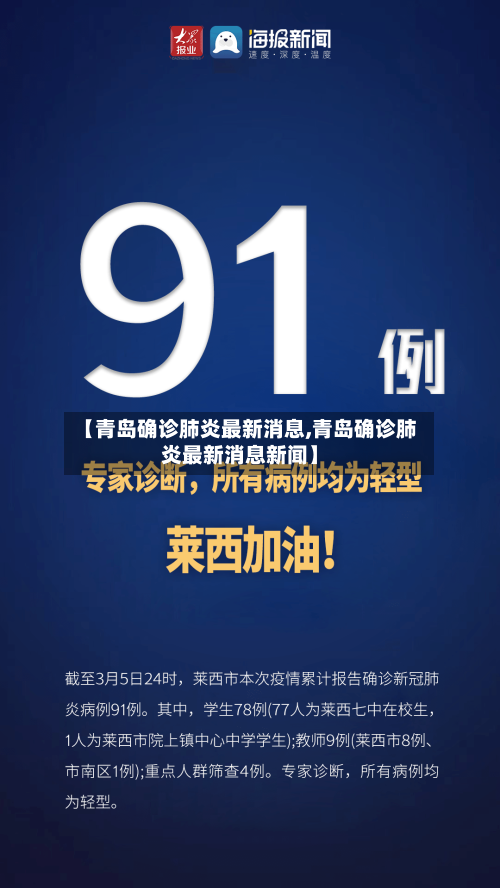 【青岛确诊肺炎最新消息,青岛确诊肺炎最新消息新闻】