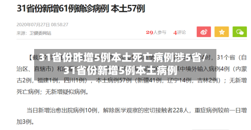 31省份昨增5例本土死亡病例涉5省/31省份新增5例本土病例