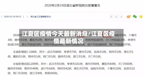 江夏区疫情今天最新消息/江夏区疫情最新情况