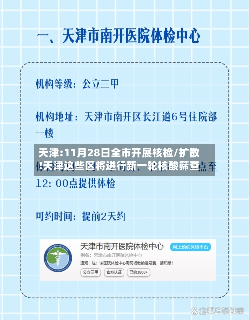 天津:11月28日全市开展核检/扩散!天津这些区将进行新一轮核酸筛查-第3张图片