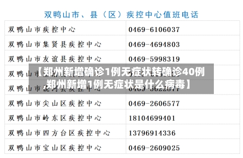【郑州新增确诊1例无症状转确诊40例,郑州新增1例无症状是什么病毒】